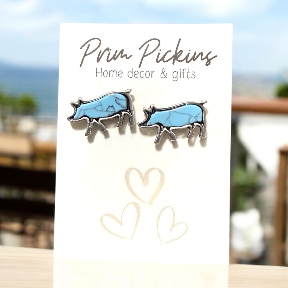 ⭐️ 2/$20 earring sets ⭐️ 
Blue pig Earrings western boho